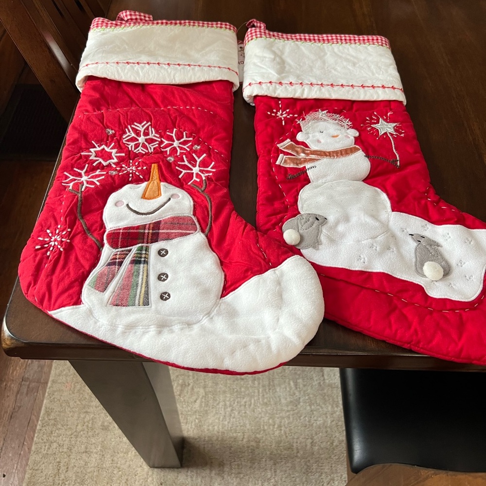 Pottery Barn quilted Christmas stockings